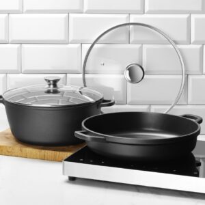 Casserole with non-stick coating, HENDI, 7L, Black, 367x290x(H)122mm, Round