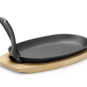 Valurauast vaagen puidust alusplaadi ja haaratsiga, HENDI, Must, 280x143x(H)33mm, Ovaalne