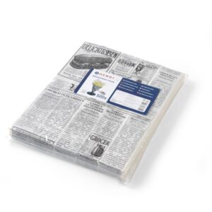 Greaseproof paper, HENDI, Newspaper print, 500 pcs., 200x250mm