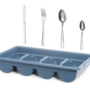 Söögiriistade komplekt koos alusega, HENDI, Sinine, 525x300x(H)95mm, Ristkülikukujuline