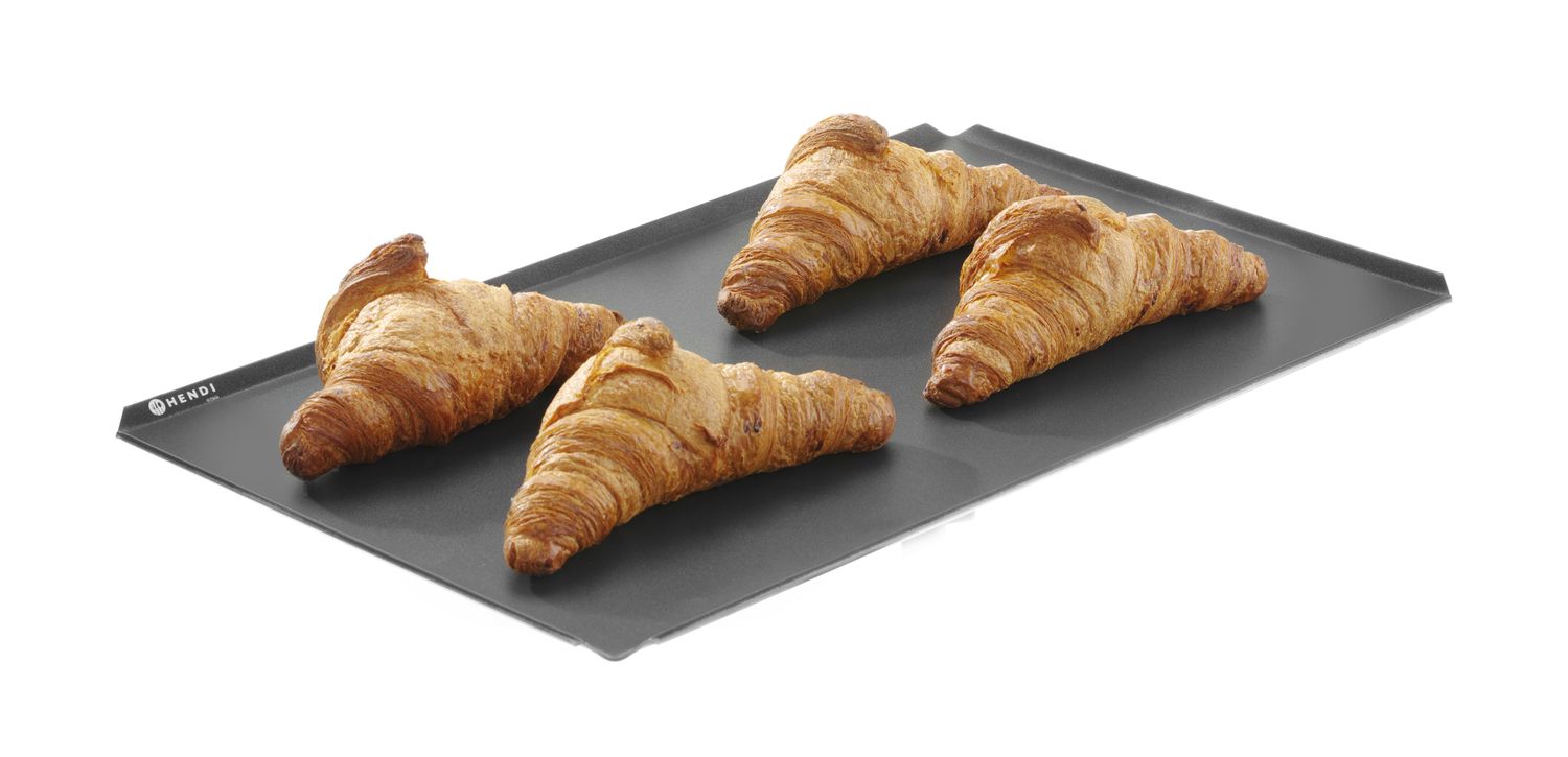Küpsetusplaat, mittenakkuva kattega, 4 servaga, HENDI, Must, 600x400x(H)10mm, Ristkülikukujuline