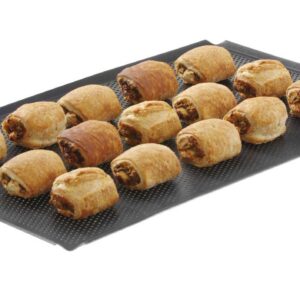 Perforeeritud mittenakkuva kattega küpsetusplaat, 4 servaga, HENDI, Must, 600x400x(H)10mm, Ristkülikukujuline