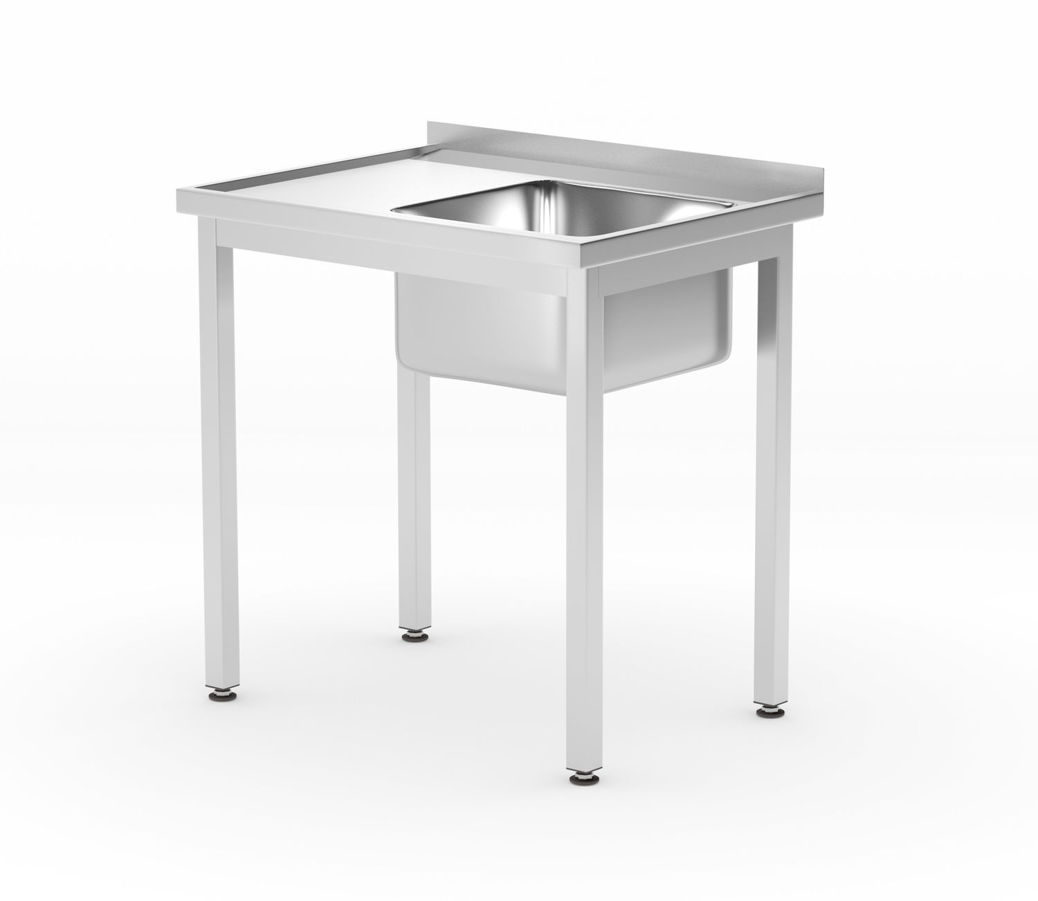 Valamu laud koos riiuliga - poltidega, sügavus 600 mm, HENDI, Profi Line, Parem külg, 800x600x(H)850mm