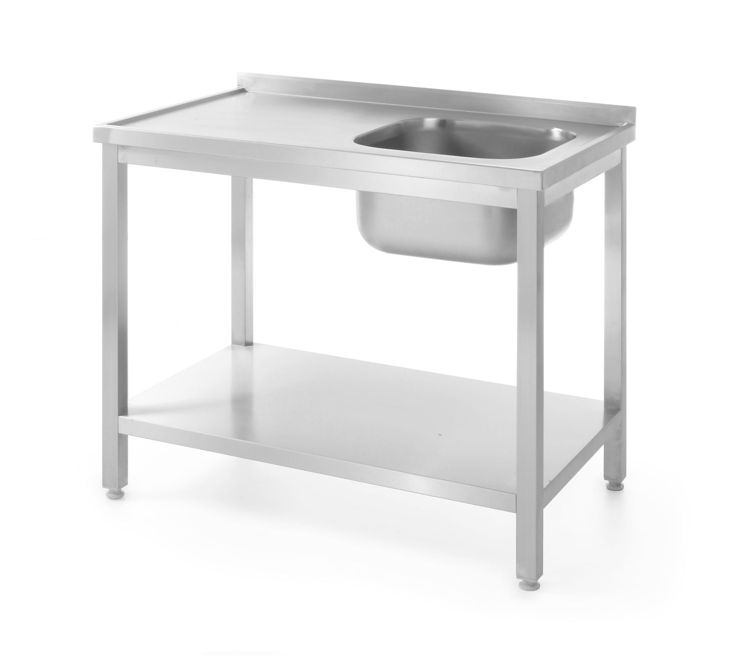 Valamu laud koos riiuliga - poltidega, sügavus 600 mm, HENDI, Profi Line, Parem külg, 1000x600x(H)850mm