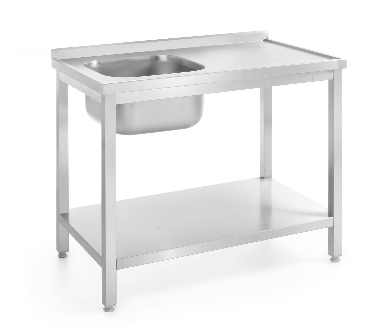 Valamu laud koos riiuliga - poltidega, sügavus 600 mm, HENDI, Profi Line, Vasak pool, 1000x600x(H)850mm
