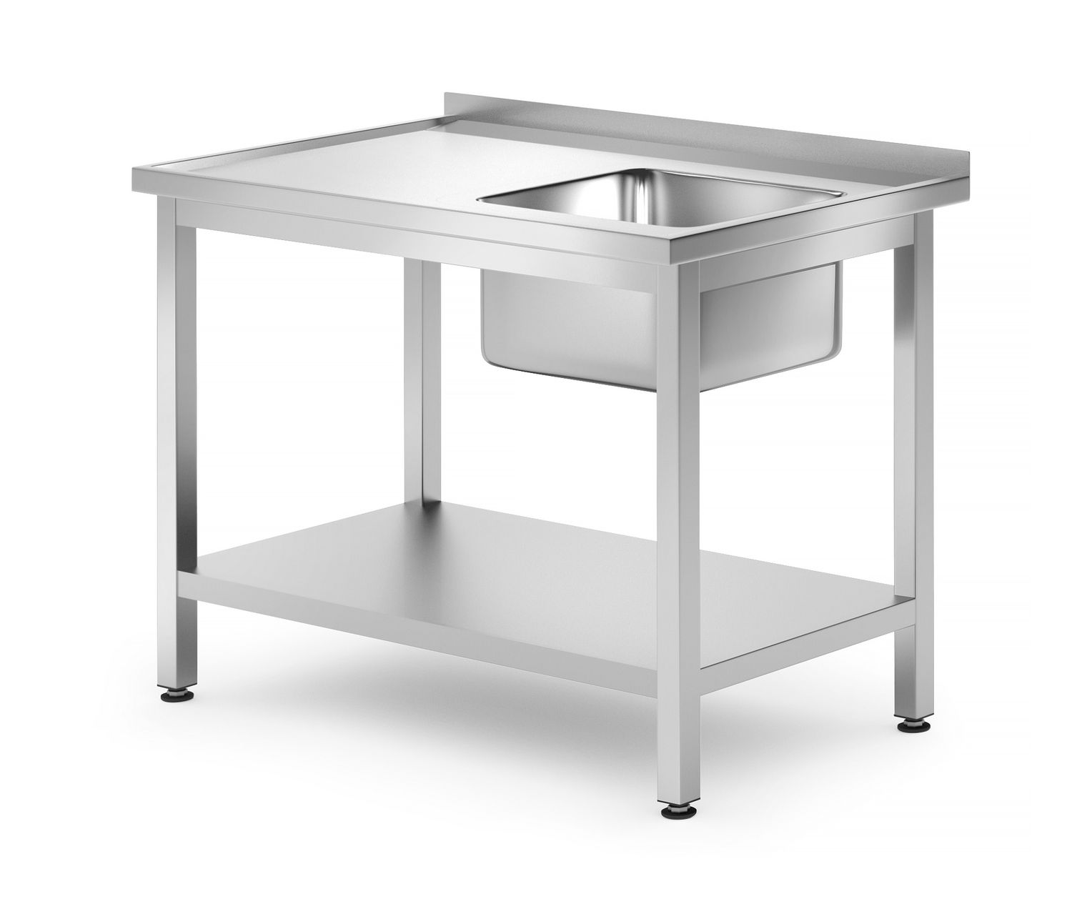 Valamu laud koos riiuliga - poltidega, sügavus 700 mm, HENDI, Profi Line, Õige, 1000x700x(H)850mm
