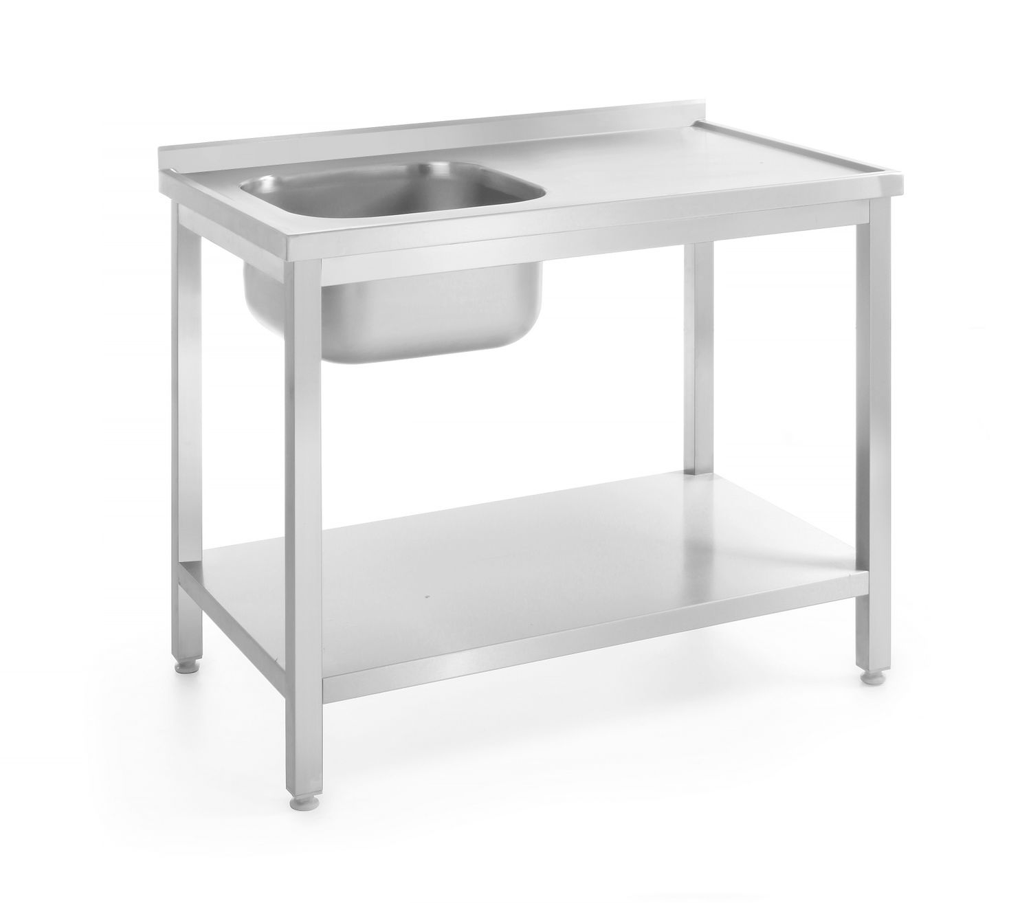 Valamu laud koos riiuliga - poltidega, sügavus 700 mm, HENDI, Profi Line, Vasakule, 1000x700x(H)850mm