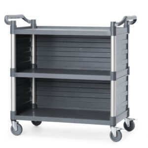 3-riiuliline polüpropüleenist teeninduskäru, suur, AmerBox, Sisaldab riiuli külgpaneele, 1010x500x(H)960mm