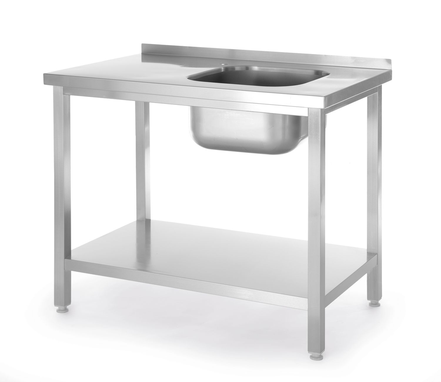 Valamulaud riiuliga, polditud, HENDI, Kitchen Line, valamukauss paremal küljel, 800x600x(H)850mm