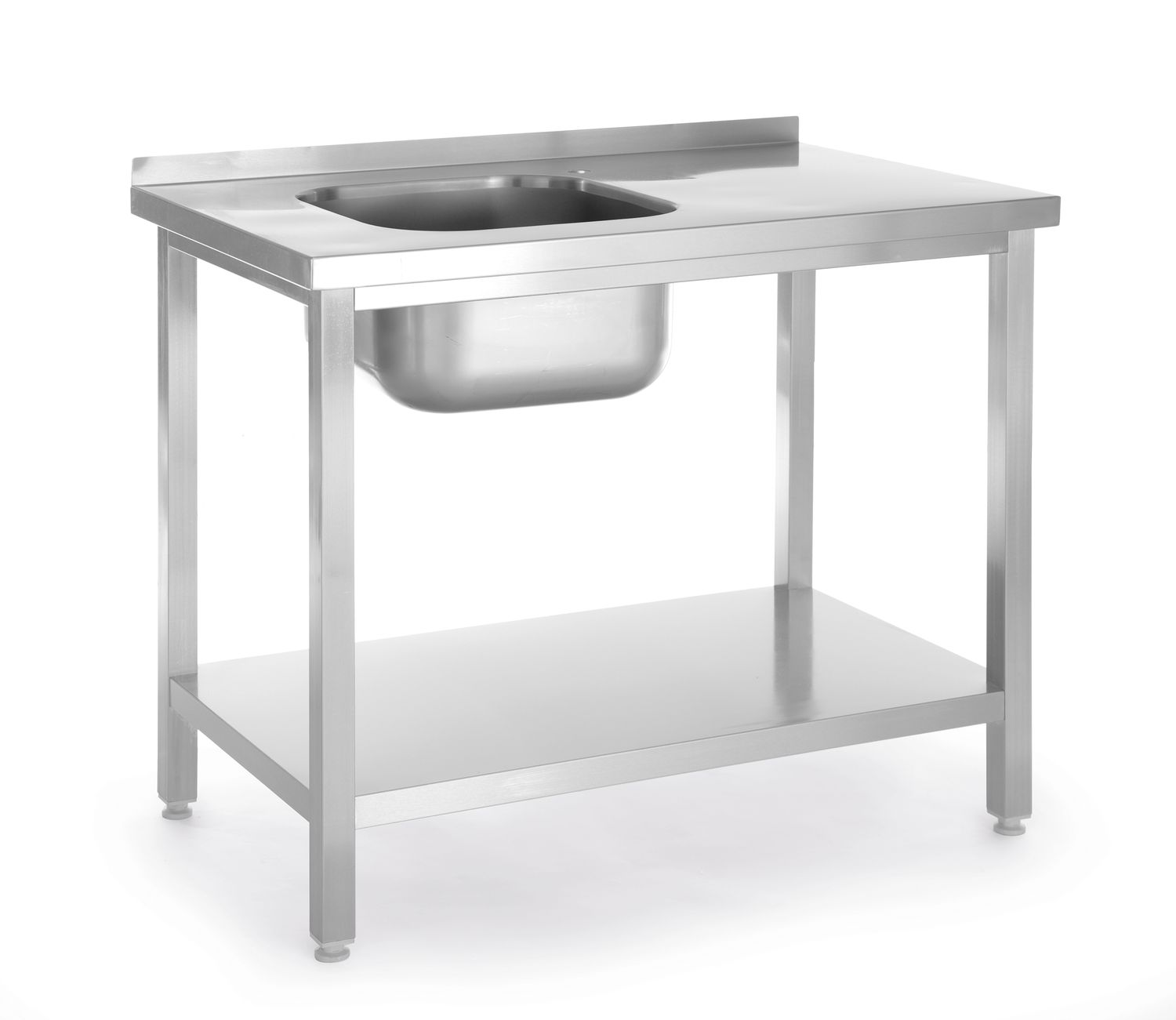 Valamulaud riiuliga, polditud, HENDI, Kitchen Line, valamukauss vasakul küljel, 800x600x(H)850mm