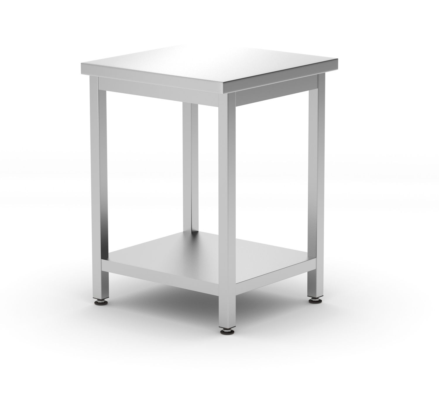 Keskmine laud riiuliga - poltidega, sügavus 600 mm, HENDI, Kitchen Line, 600x600x(H)850mm