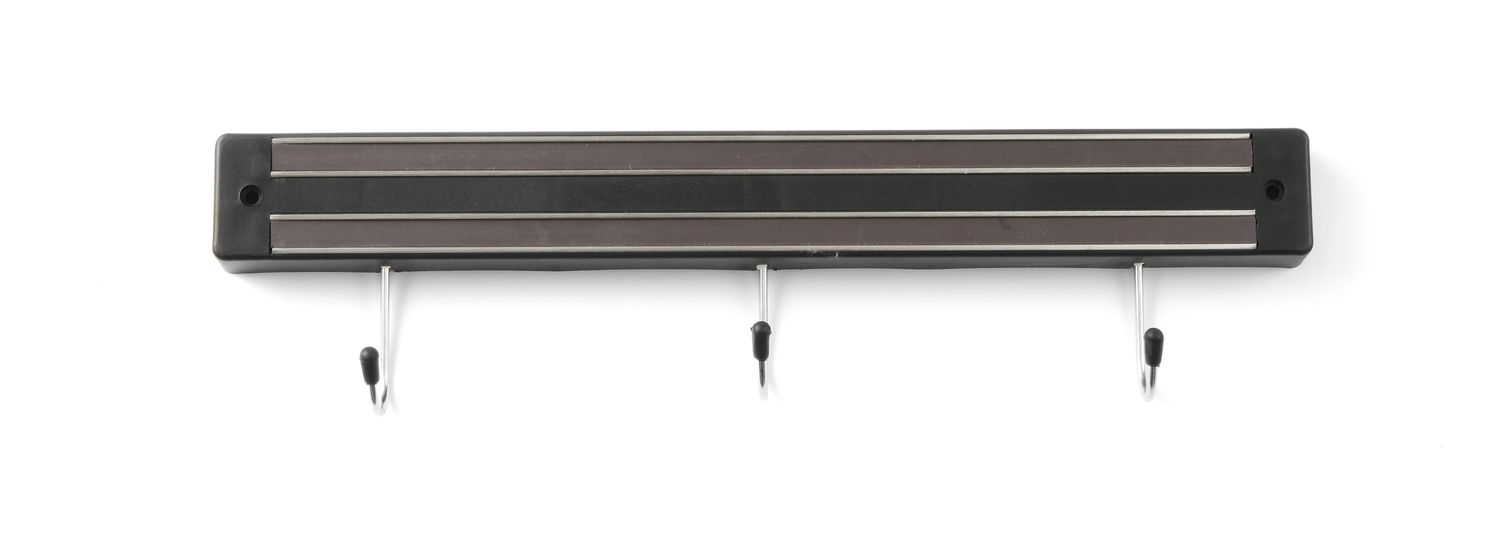 Magnetliist konksudega, HENDI, 3 konksu, Must, (L)340mm