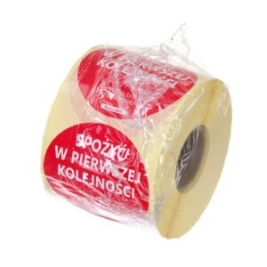 Toiduohutuse korduvkasutatav kleebis – „USE FIRST“, HENDI, Punane, 500 tk., ⌀50mm