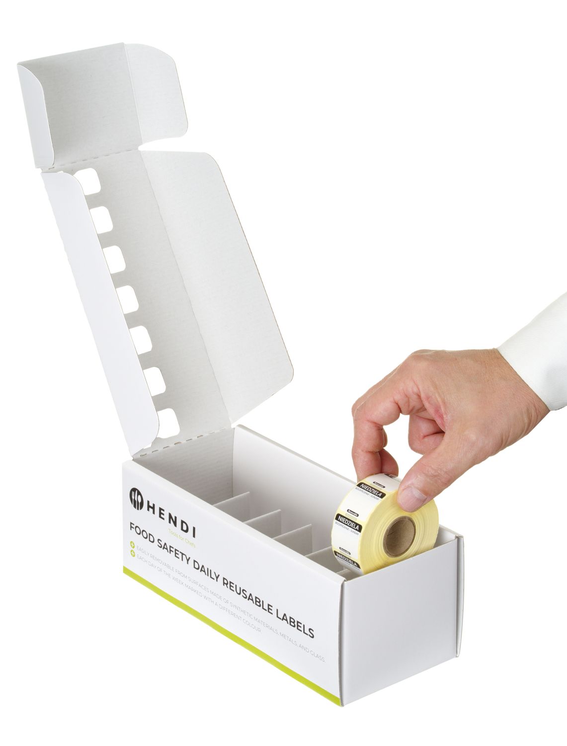 Toiduohutuse korduvkasutatavate etikettide komplekt igaks nädalapäevaks koos dosaatoriga , HENDI, 240x80x(H)100mm - Image 5