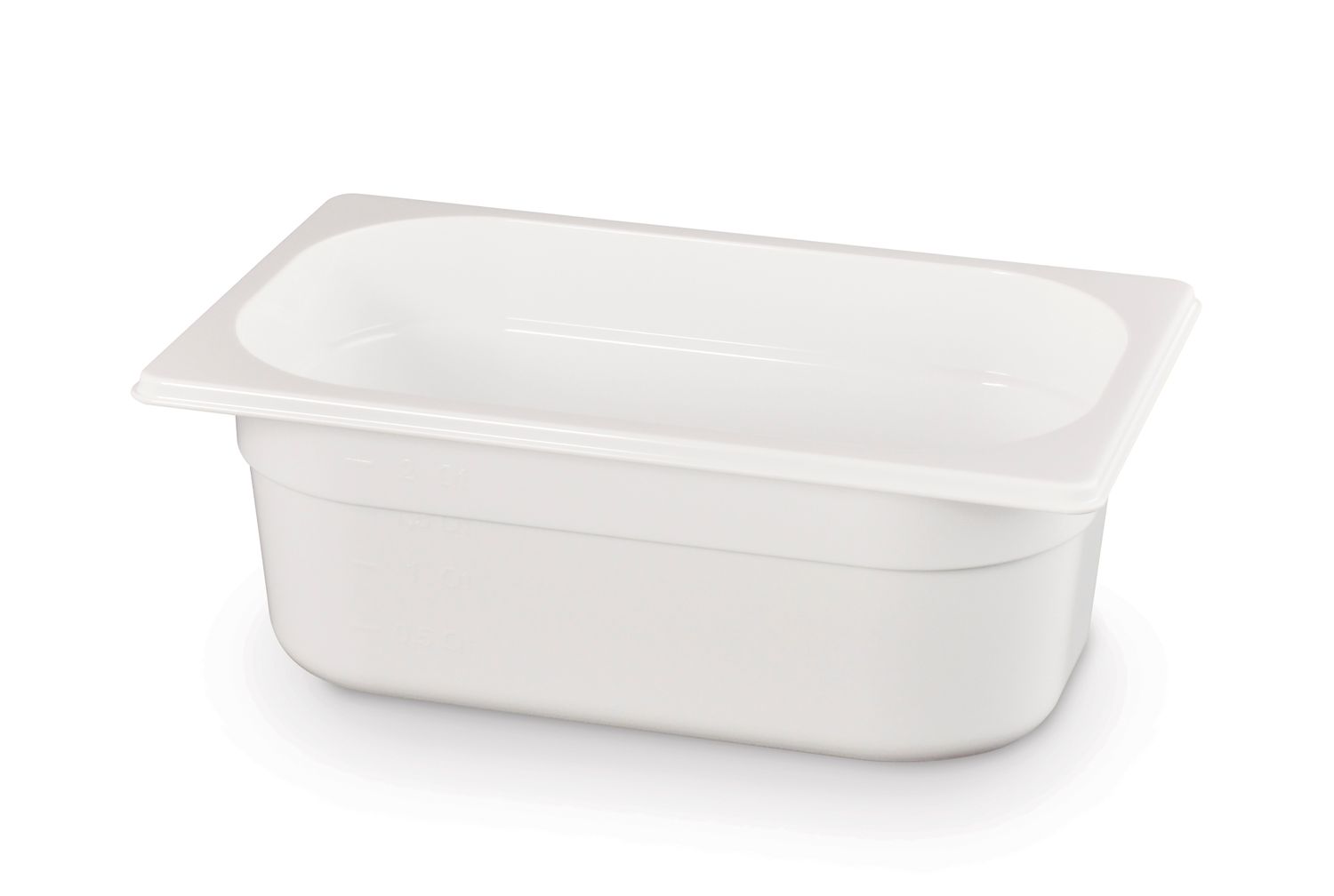 Toiduanum valgest polükarbonaadist GN 1/4, HENDI, GN 1/4, 2,8L, Valge, 265x162x(H)100mm