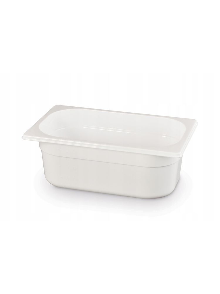 Toiduanum valgest polükarbonaadist GN 1/4, HENDI, GN 1/4, 1,8L, Valge, 265x162x(H)65mm