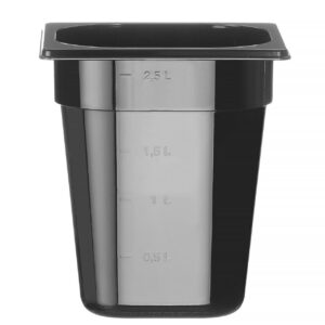 Toiduanum mustast polükarbonaadist GN 1/6, HENDI, Profi Line, GN 1/6, 3,4L, Must, 176x162x(H)200mm