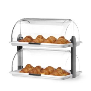 Vitriin kahekordne Roll top, HENDI, Valge, 380x260x(H)355mm, Ristkülikukujuline
