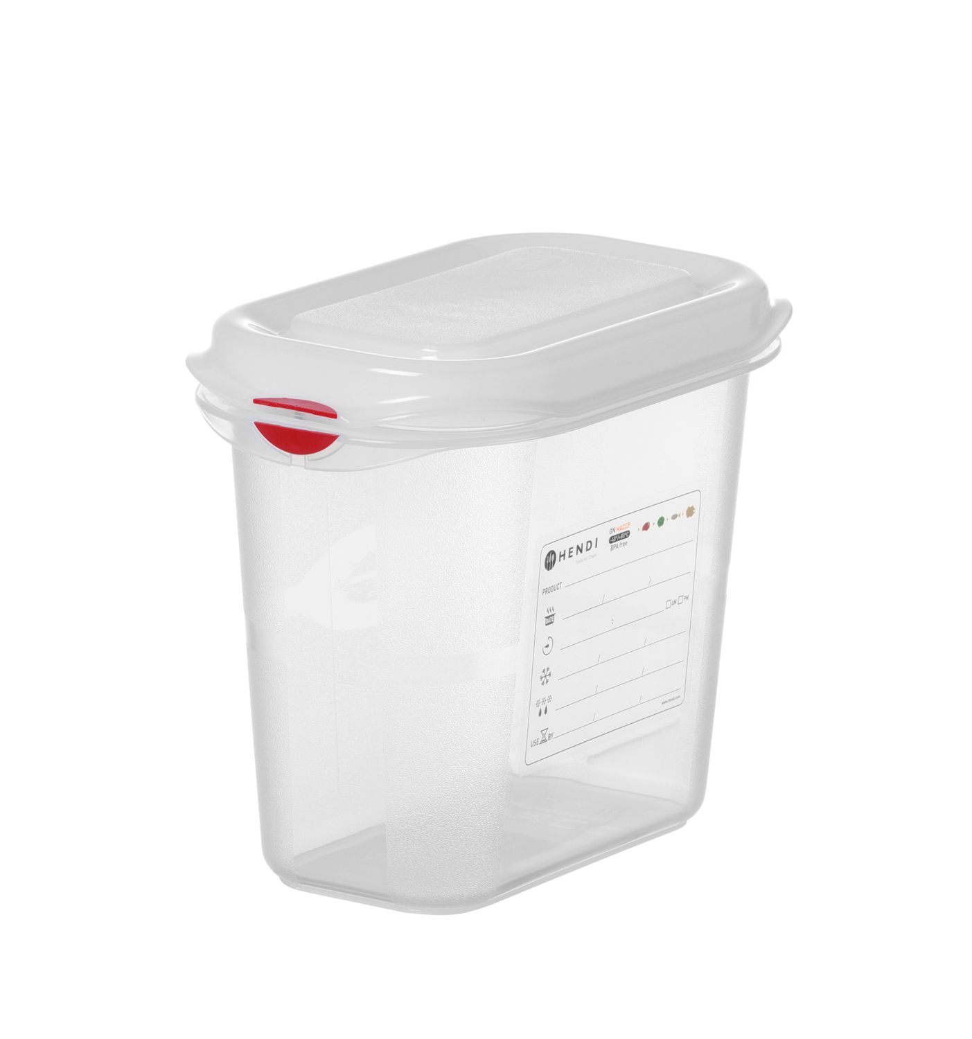 GN 1/9 mahuti, polüpropüleen, HENDI, GN 1/9, 1,5L, Läbipaistev, 176x108x(H)150mm, Ristkülikukujuline