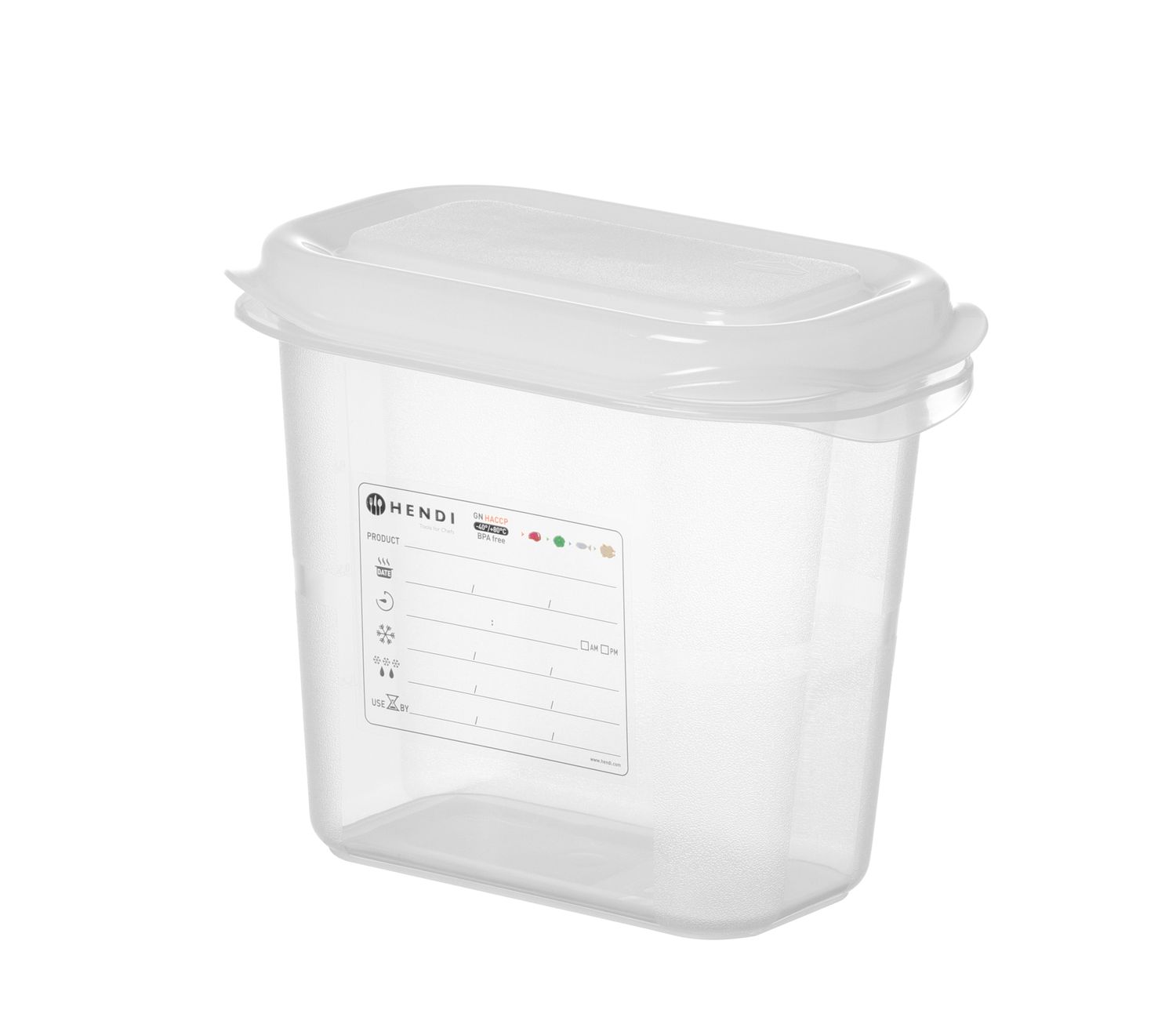 GN 1/9 mahuti, polüpropüleen, HENDI, GN 1/9, 1,5L, Läbipaistev, 176x108x(H)150mm, Ristkülikukujuline