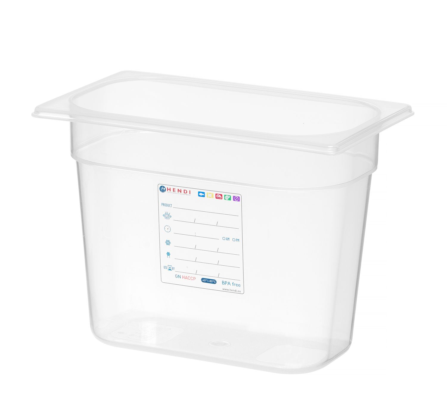 Toiduanum GN 1/4 HACCP, HENDI, GN 1/4, 5,5L, Läbipaistev, 265x162x(H)200mm