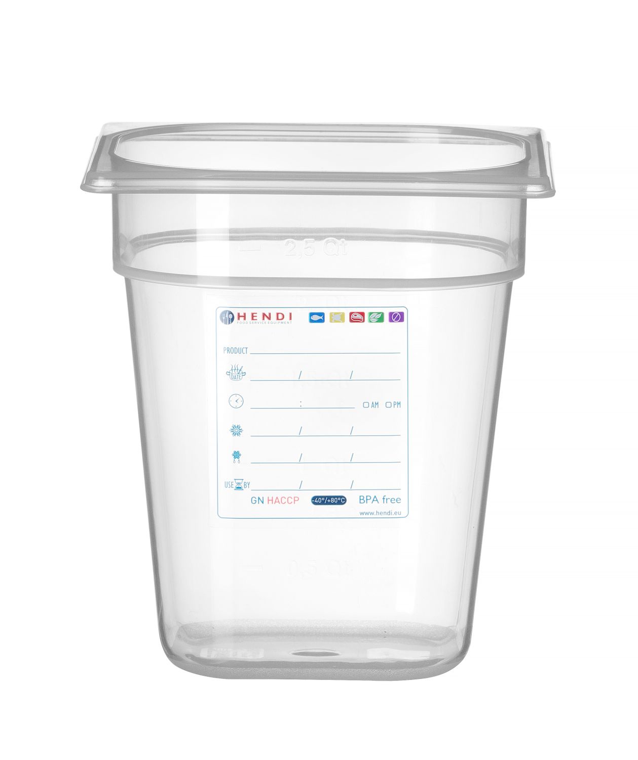 Toiduanum GN 1/6 HACCP, HENDI, GN 1/6, 3,4L, Läbipaistev, 176x162x(H)200mm