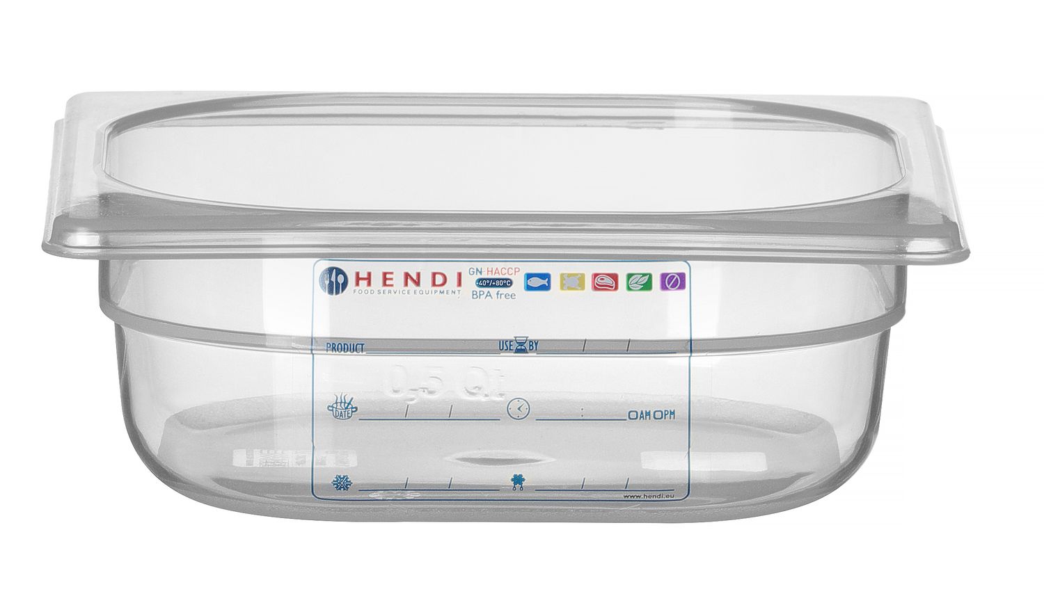 Toiduanum GN 1/6 HACCP, HENDI, GN 1/6, 1L, Läbipaistev, 176x162x(H)65mm