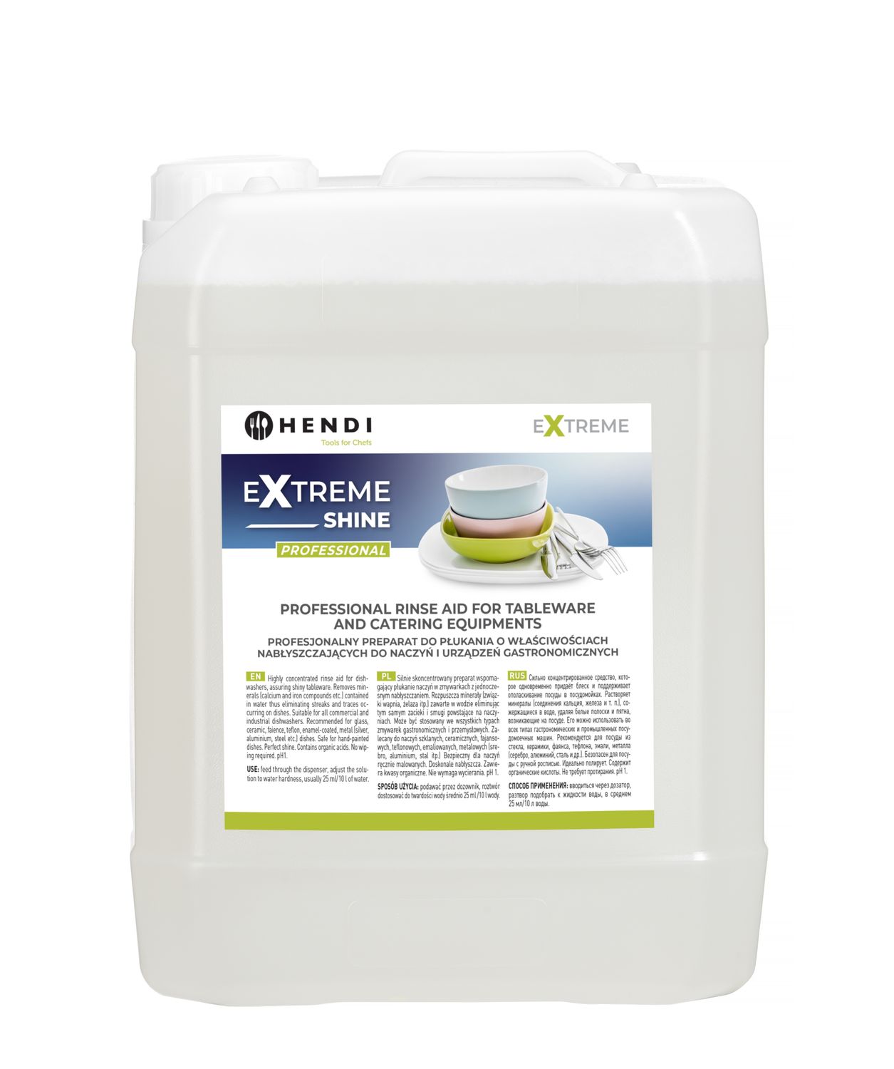 Extreme Shine Professional loputusvahend lauanõudele ja toitlustusseadmetele, HENDI, 10 l