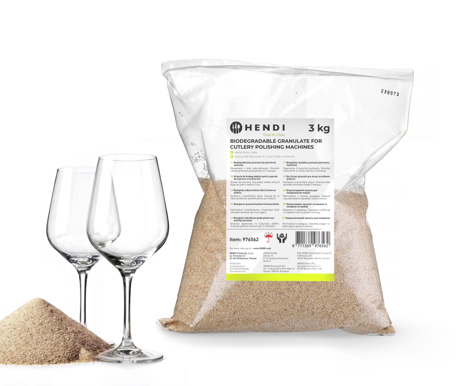Biodegradable polishing granulate for cutlery polishing machines, HENDI - Image 3