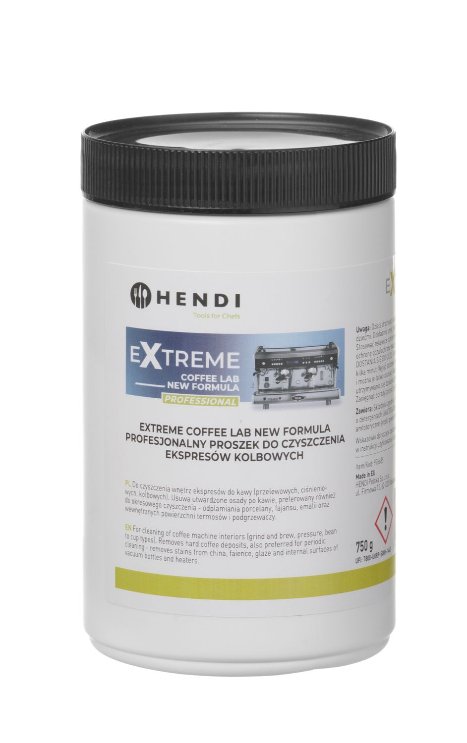 Extreme Lab New Formula professionaalne puhastuspulber kohvimasinatele, HENDI, 0,75 kg