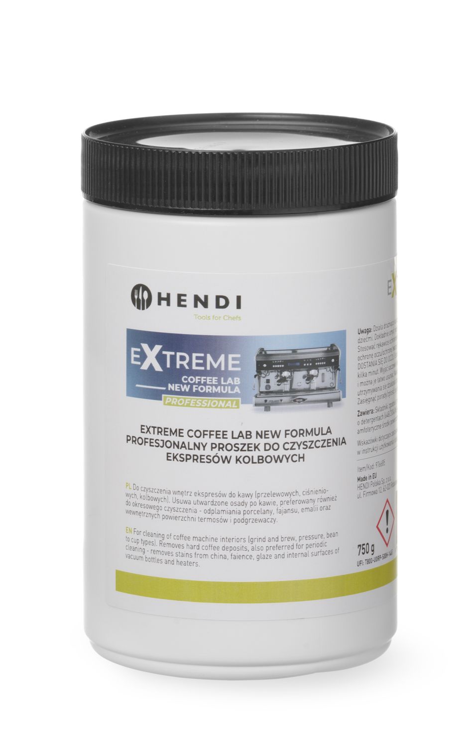 Extreme Lab New Formula professionaalne puhastuspulber kohvimasinatele, HENDI, 0,75 kg