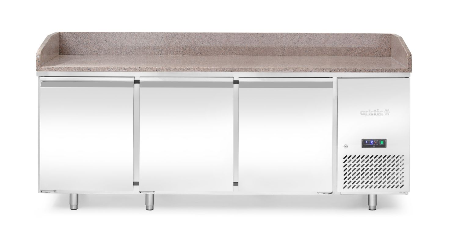 Graniidist tööpinnaga pitsajahutuslaud, 3 uksega, Arktic, 375L, Graniit, 230V/400W, 800x2010x(H)875mm