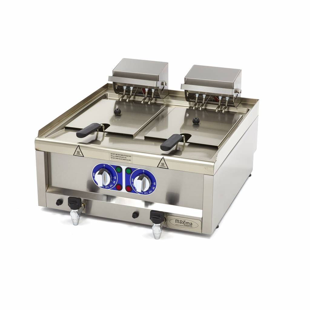 Fritüür - 2 x 10L - 2 korvi - tühjenduskraaniga - 400V