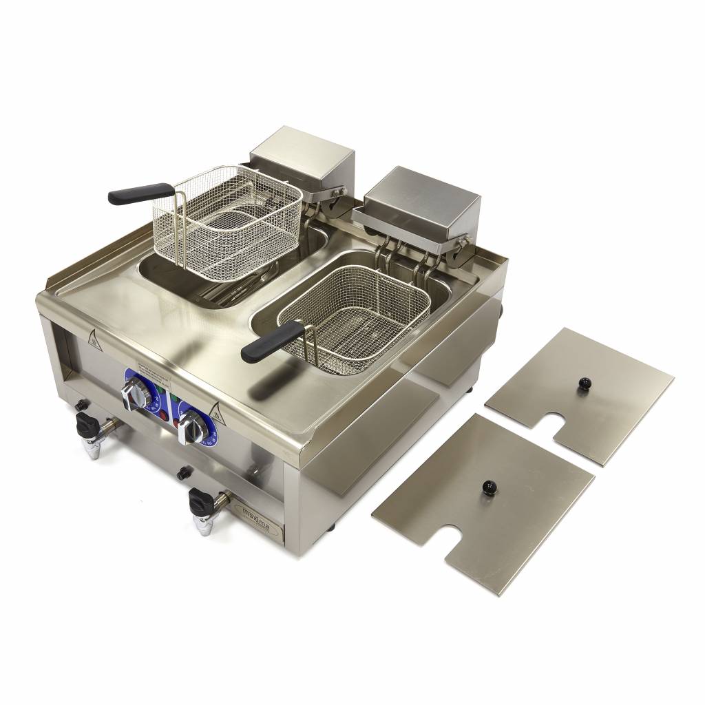 Fritüür - 2 x 10L - 2 korvi - tühjenduskraaniga - 400V