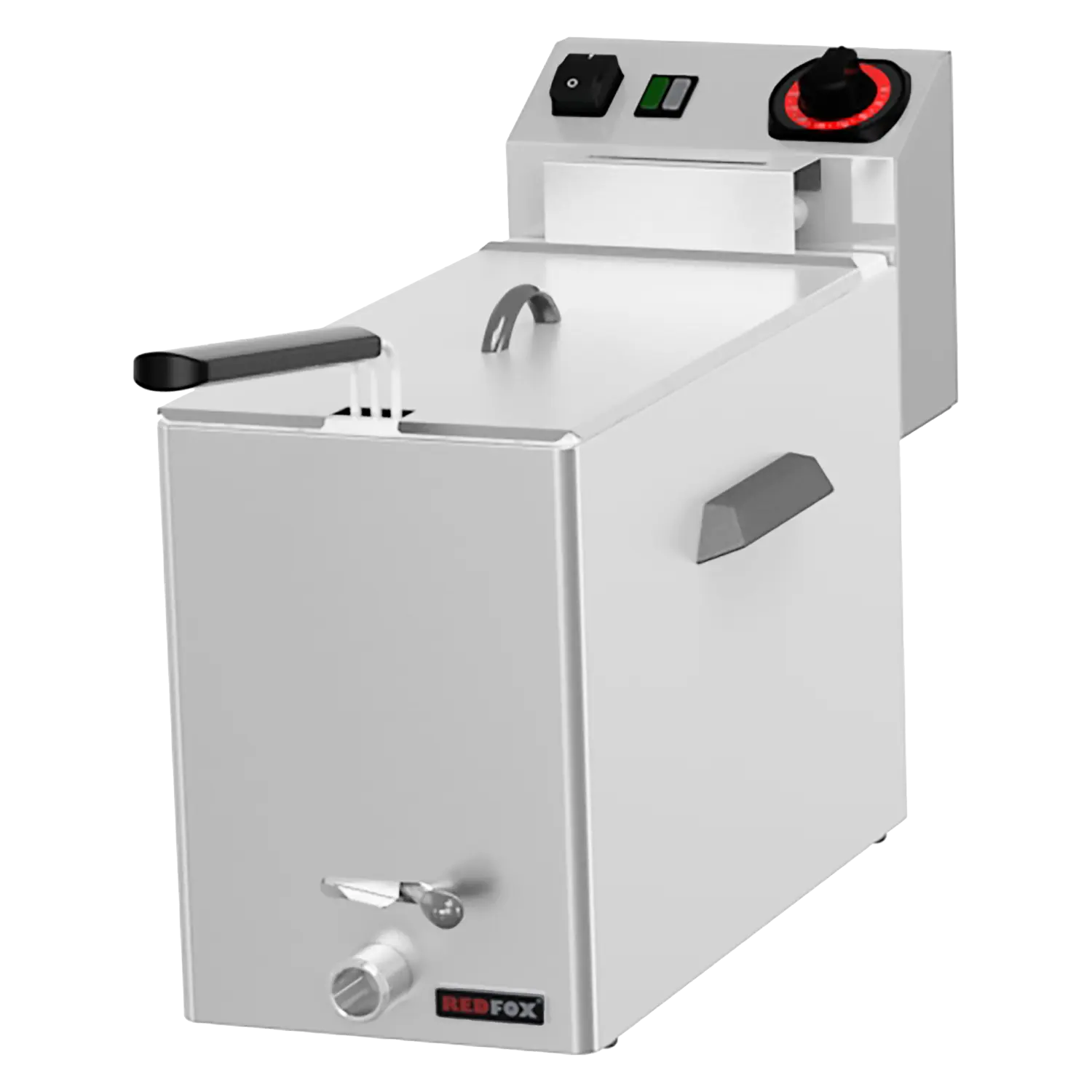 Kalatrisõlmiku fritüür elektriline 0,43 kW/l, 8 l, töökoha pealne äravoolukraan, 230 V, FE 08 V