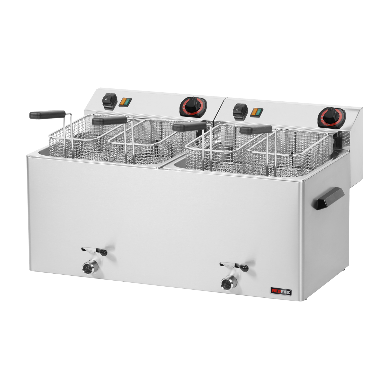 Elektriline topeltfriteuse 0,74 kW/l, 11+11 l töölauamudel koos äravooluga 400 V FE 1010 TD