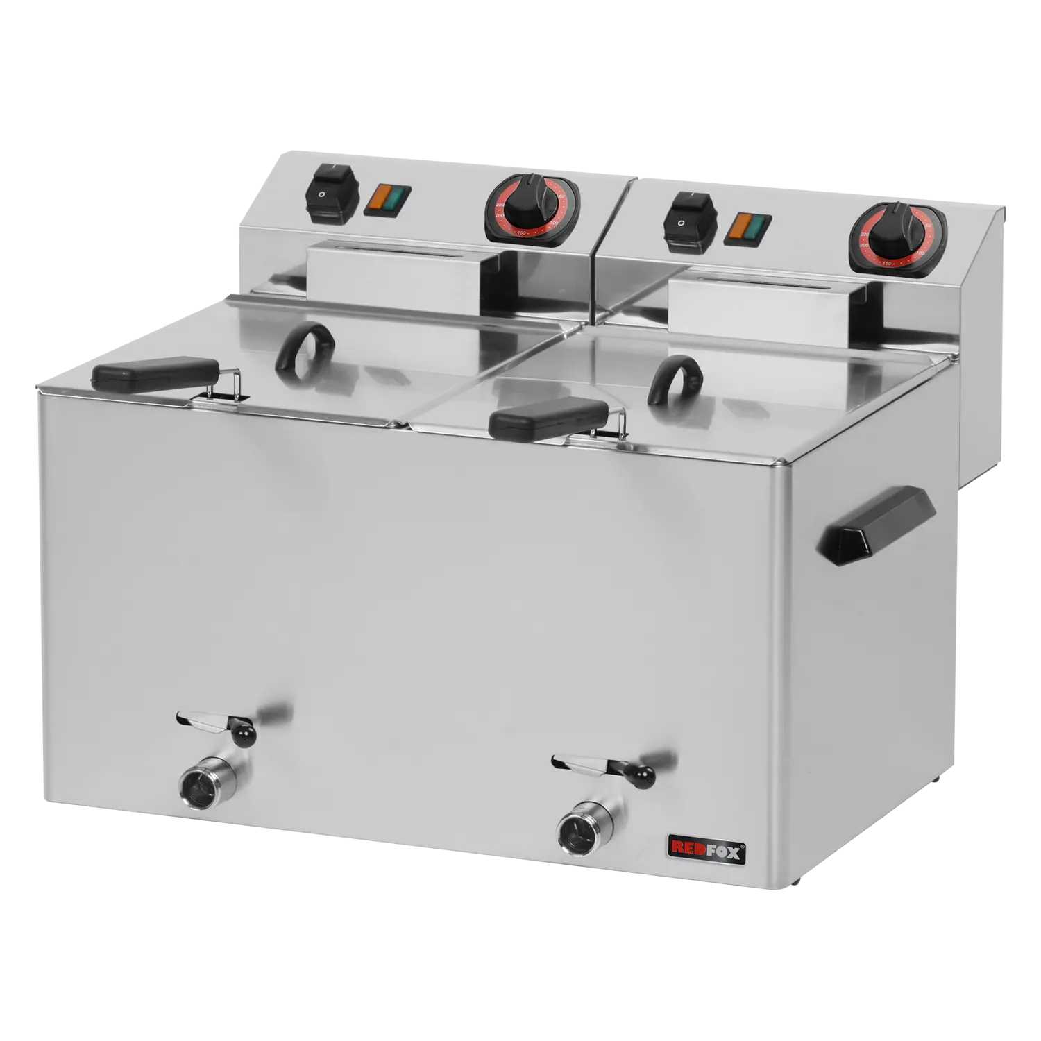 Elektriline fritüür 2 korviga 0,75 kW/l, 8+8 l, tööalale paigaldatav äravoolukraan, 400 V FE 77 VT