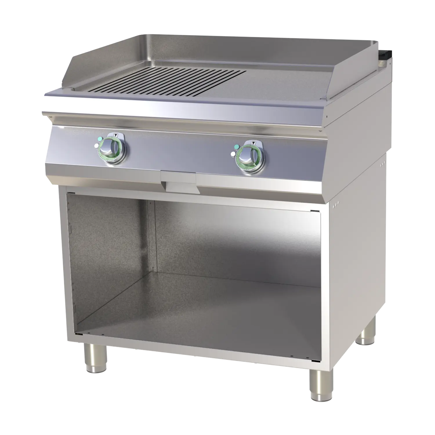 Fry-top griddle plate combined on open cabinet RM FTHR 780 E