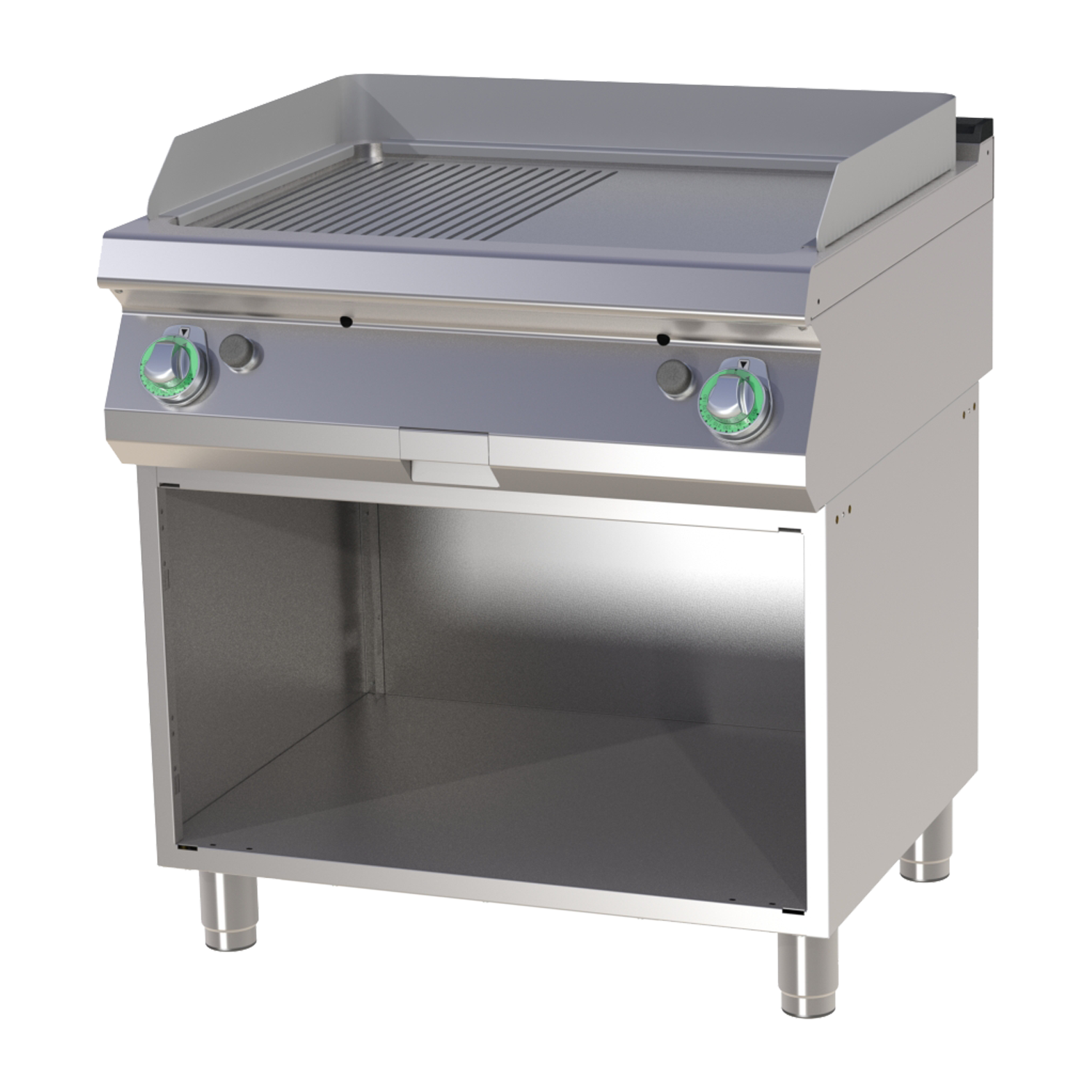 Fry-top griddle plate combined on open cabinet RM FTHR 780 G