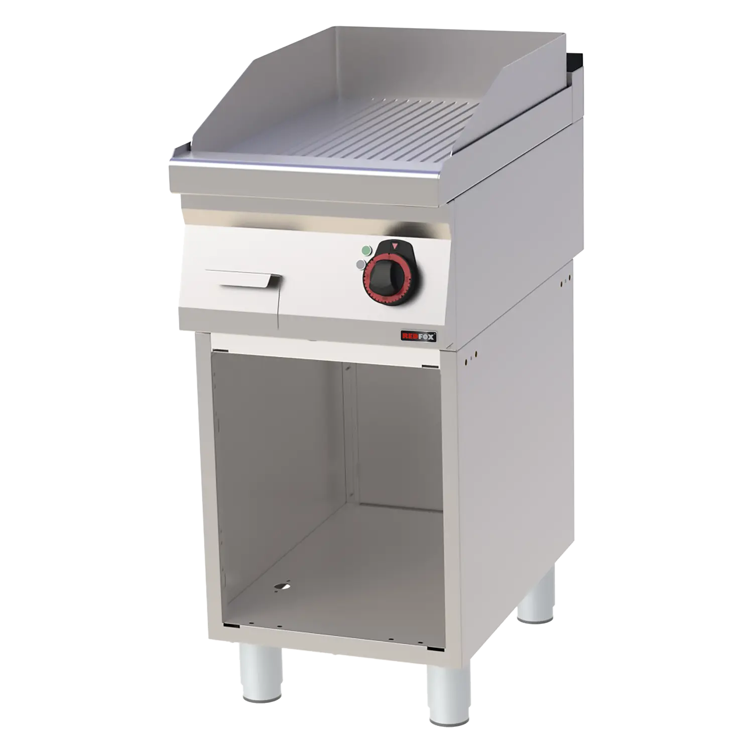 Fry-top praadimisplaadi 40x51 elektriline soontega avatud kapis 400 V FTR 70/40 E